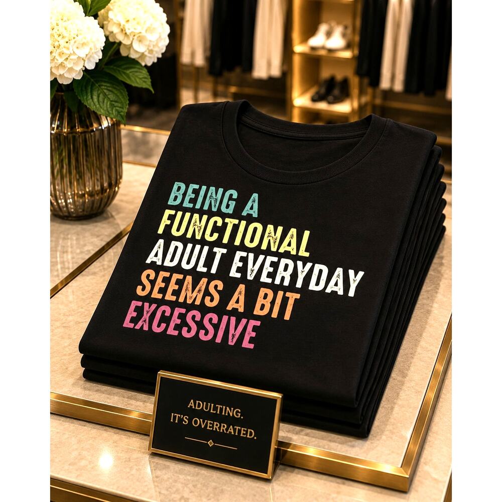 Functional Adult Sarcastic Funny Adulting T Shirt Crew Neck size 10